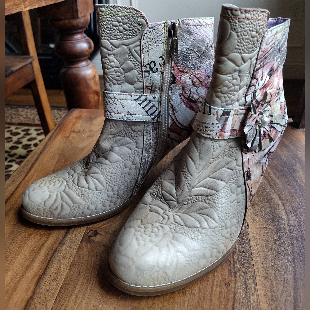 Laura Vita Albane 11 Taupe Multicolor Ankle Boots Size 40 (9.5)